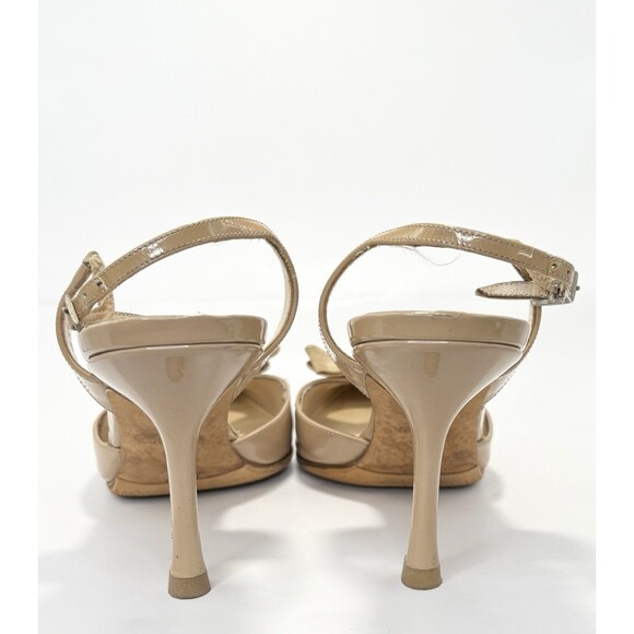 Jimmy Choo Nude Slingback Pumps w/ Ribbon Detail Patent Leather Sz EU 36.5 6.5 - Picture 9 of 14